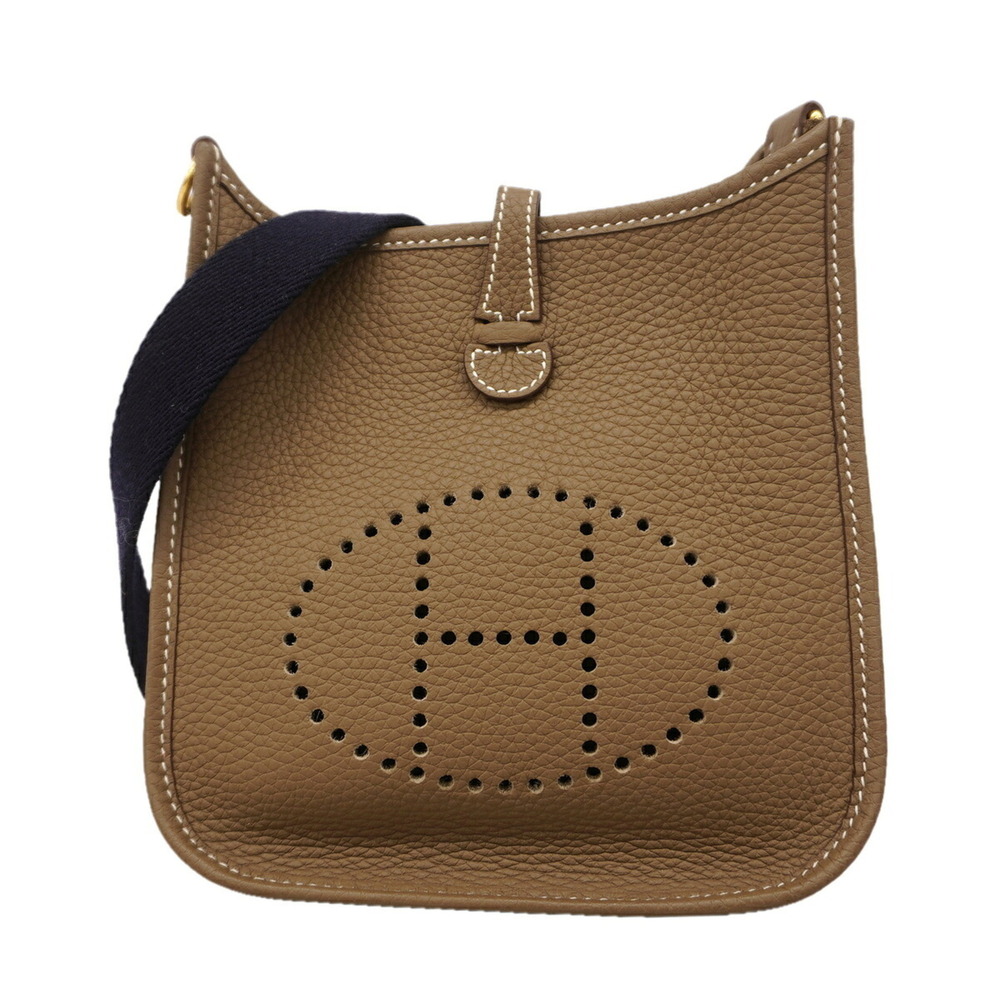 Hermes Shoulder Bag Evelyne TPM Taurillon Clemence Etoupe Y Stamp Women's P35...